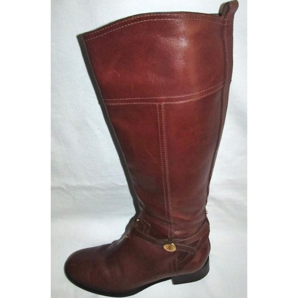 Tory Burch Brita Brown Leather Knee High Tall Riding Boots Womens Size 7 - Picture 8 of 11